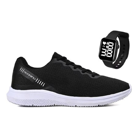 Kit Tênis Esportivo Masculino Feminino Academia + Relógio
