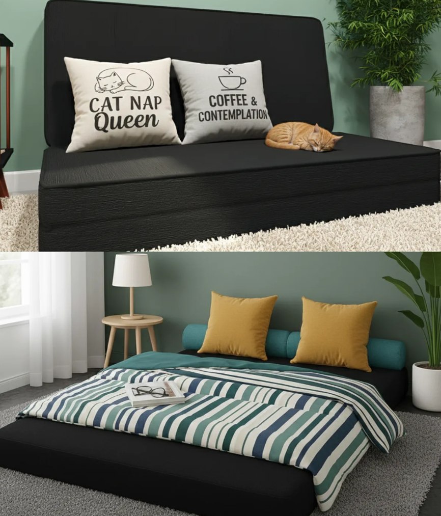 Puff Almofada Casal 3 Em 1 Sofá Cama Dobrável Multiuso