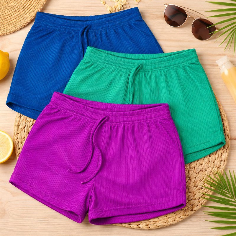 Kit 3 Shorts Feminino Canelado Malha Curto Soltinho Atacado
