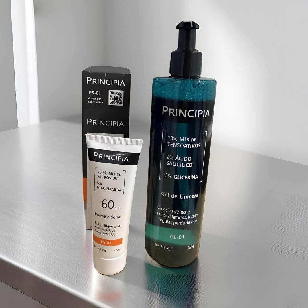 Kit Gel De Limpeza GL-01 + Protetor Solar Facial PS-01 FPS 60 Principia