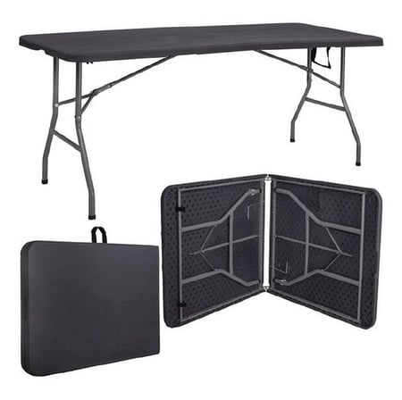 Mesa Dobrável Vira Maleta Com Alça Portátil 1.80m Para Camping Pesca Jardim Área Externa O...
