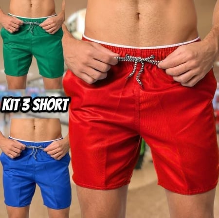 Kit 3 Short Praia Masculino Treino Fitness Bermudas Academia