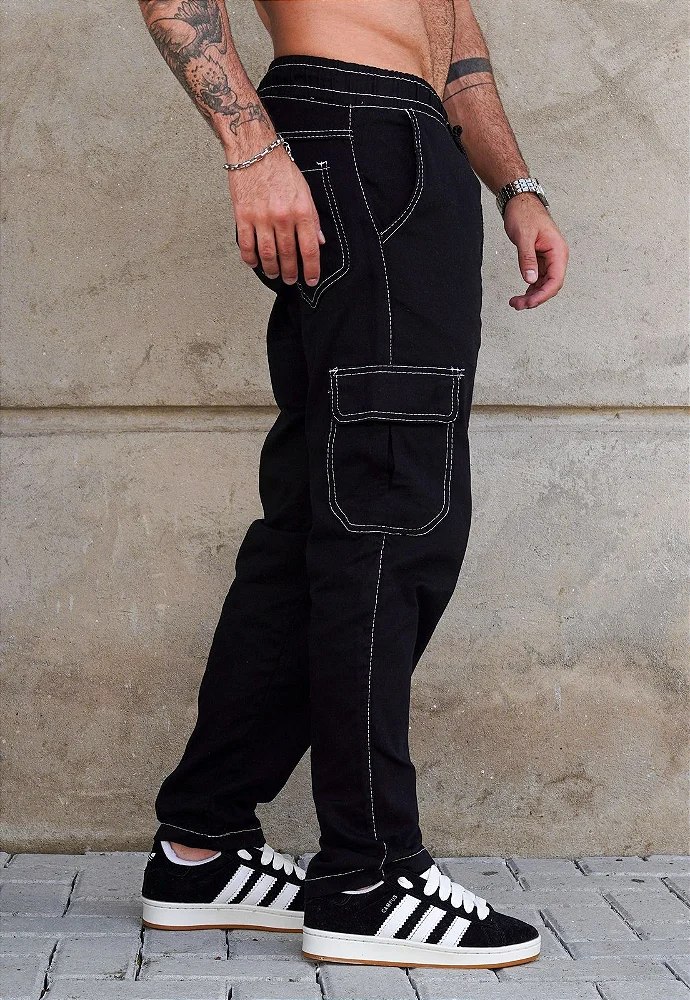 Calça Cargo Masculina Sarja