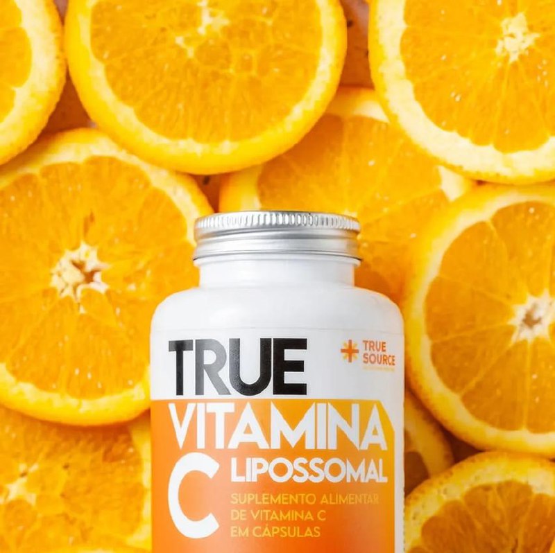 True Vitamina C Lipossomal 180 Cápsulas - True Source Sabor Sem Sabor