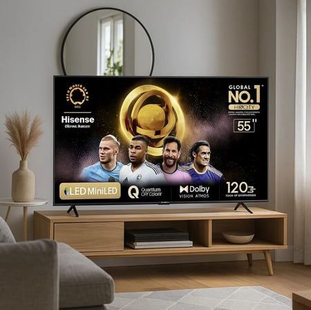 Hisense Smart TV UHD 4K Mini LED 55" Polegadas 55U6N Google TV, Processador com AI, HDR10+...