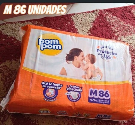 Fralda Pom Pom Protek Proteção de Mãe Hiper M 86 Unidades