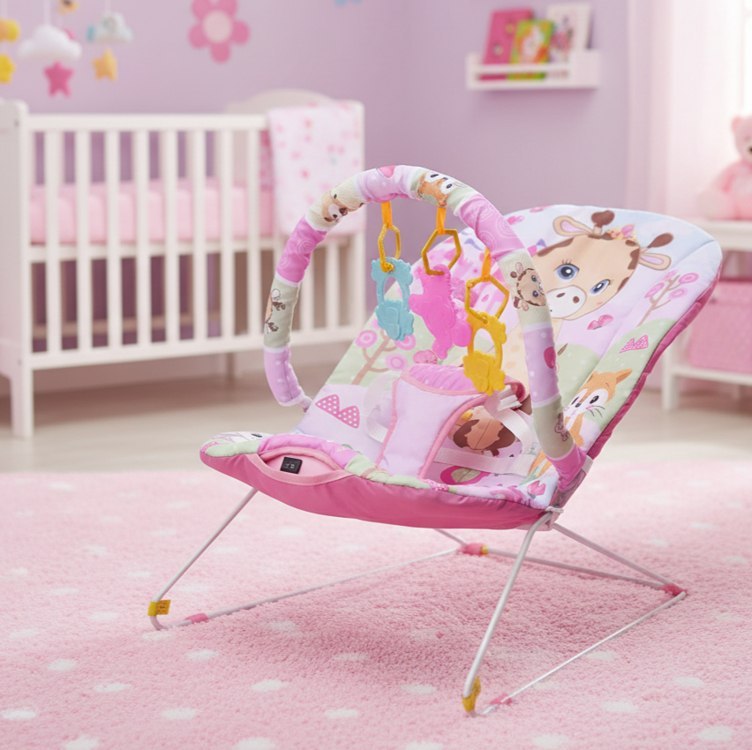 Cadeirinha De Descanso Vibratória E Musical Protek Girafa Rosa