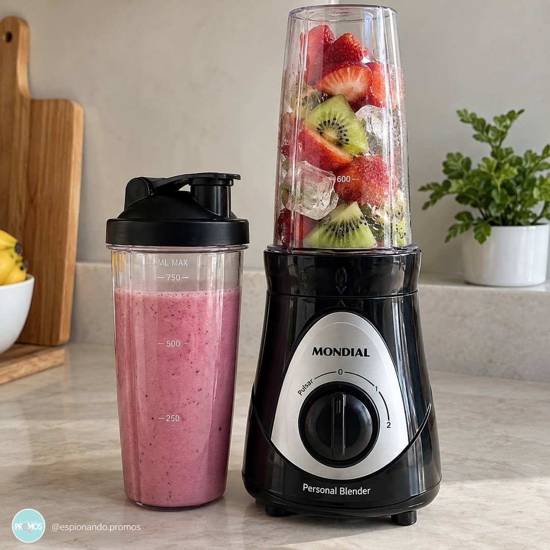 MONDIAL Personal Blender, Preto/Prata, 300W, 110V - DG-01