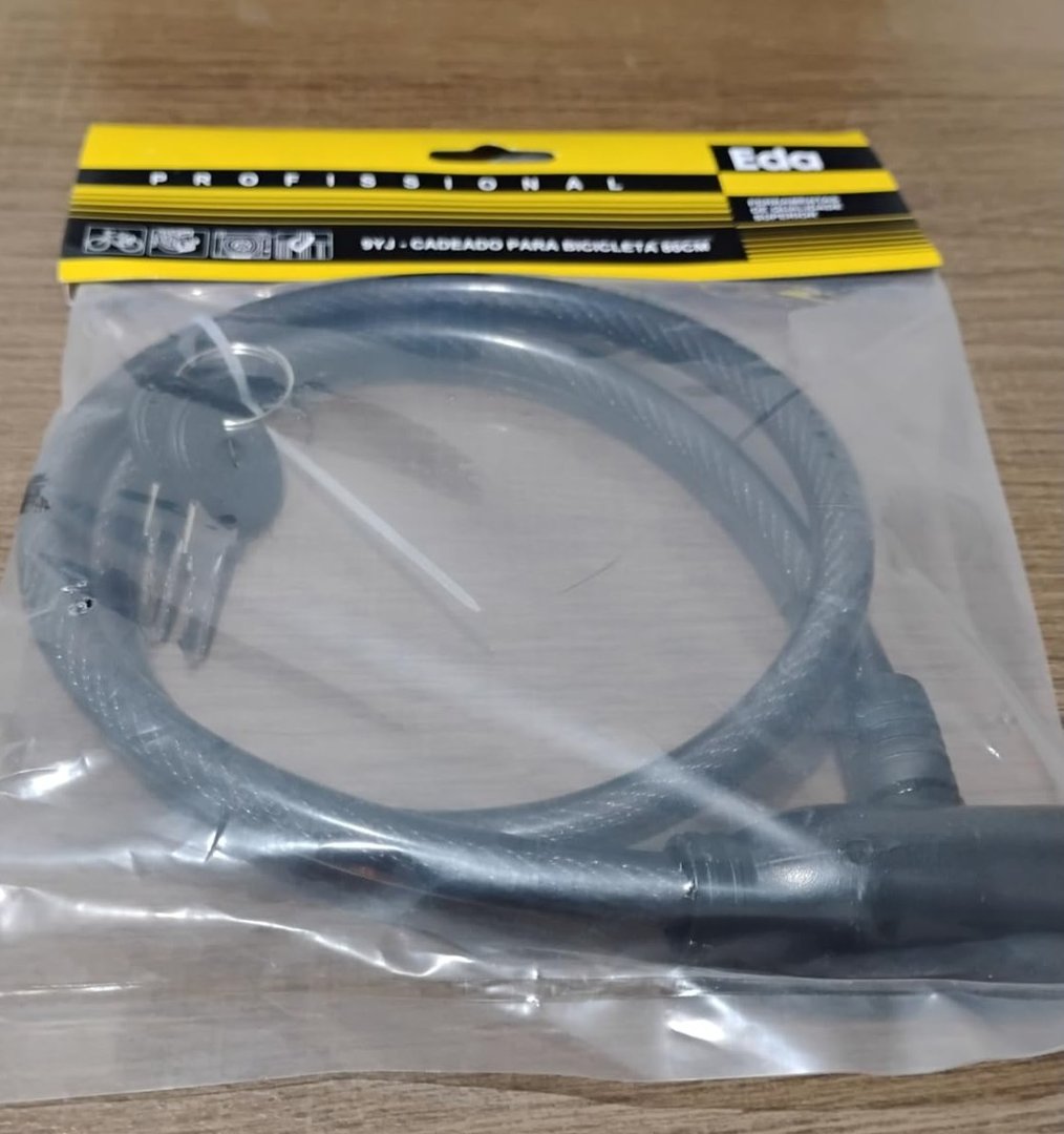 Cadeado Eda Para Bicicleta Com Cabo De Aço 80cm