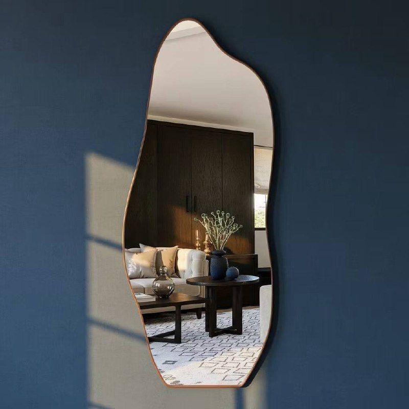 Espelho 100x50 Orgânico Corpo Inteiro Grande Moldur Caramelo Preto