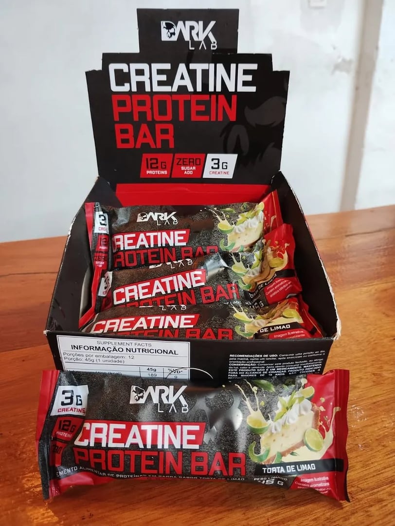 Creatine Protein Bar 12 Un 45g Dark Lab Sabor Torta De Limão