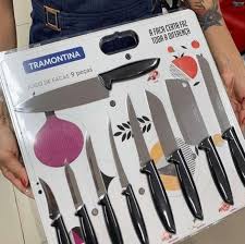 Jogo De Facas Plenus Tramontina Faqueiro Aço Inox 9 Peças