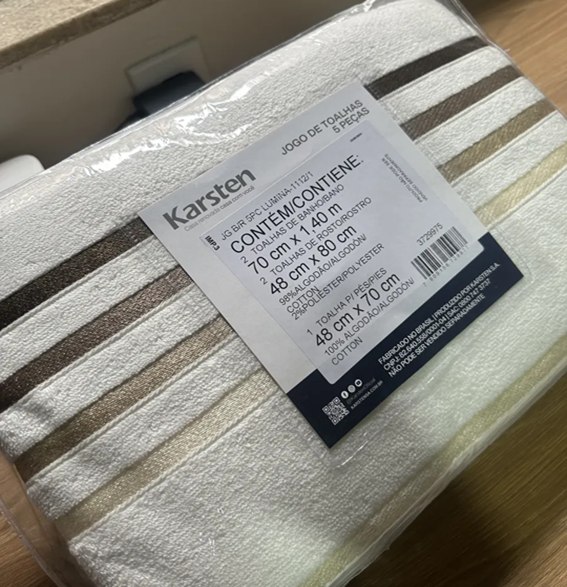 Kit Jogo Toalhas de Banho Karsten Lumina Fio Penteado Branco Listras - 5 Peças