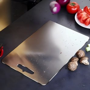 Tábua Inox Gourmet 34x23 Cm - Aço Inoxidável 304 Titânio 34x23cm Prateado