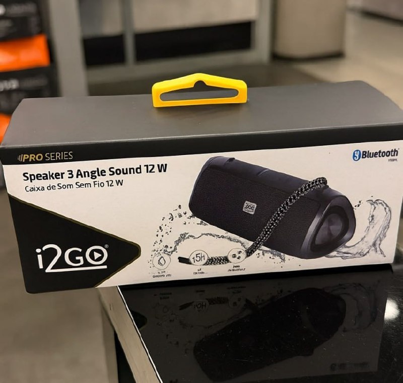 I2GO, Caixa De Som Bluetooth 3 Angle Sound. 12W RMS, Resistente à Água, Preto