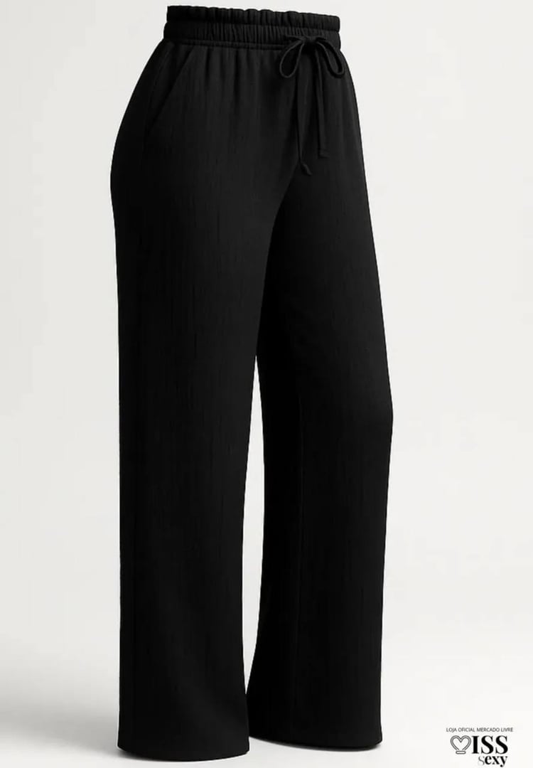 Calça Feminina Alfaiataria Wide Leg Social Pantalona Bege P