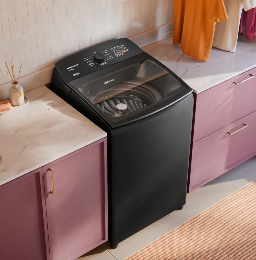 Máquina de Lavar Cinza Platinum Brastemp 14kg com Smart Sensor e Função Reduzir Tempo - BWJ14A9 110v