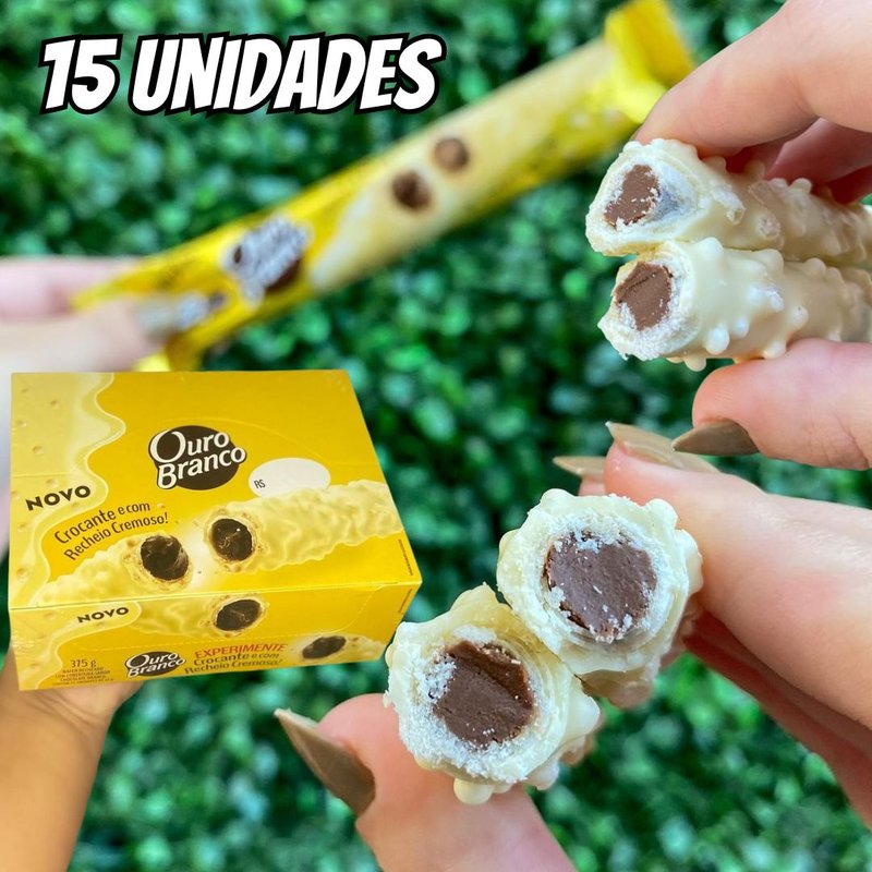 Ouro Branco - Stick Wafer Recheado pacote com 15 unidades de 25g