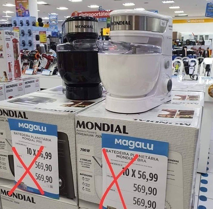 Batedeira Planetária Mondial 700W Premium 2 tigelas 3 batedores 12 Velocidades Branco ou P...