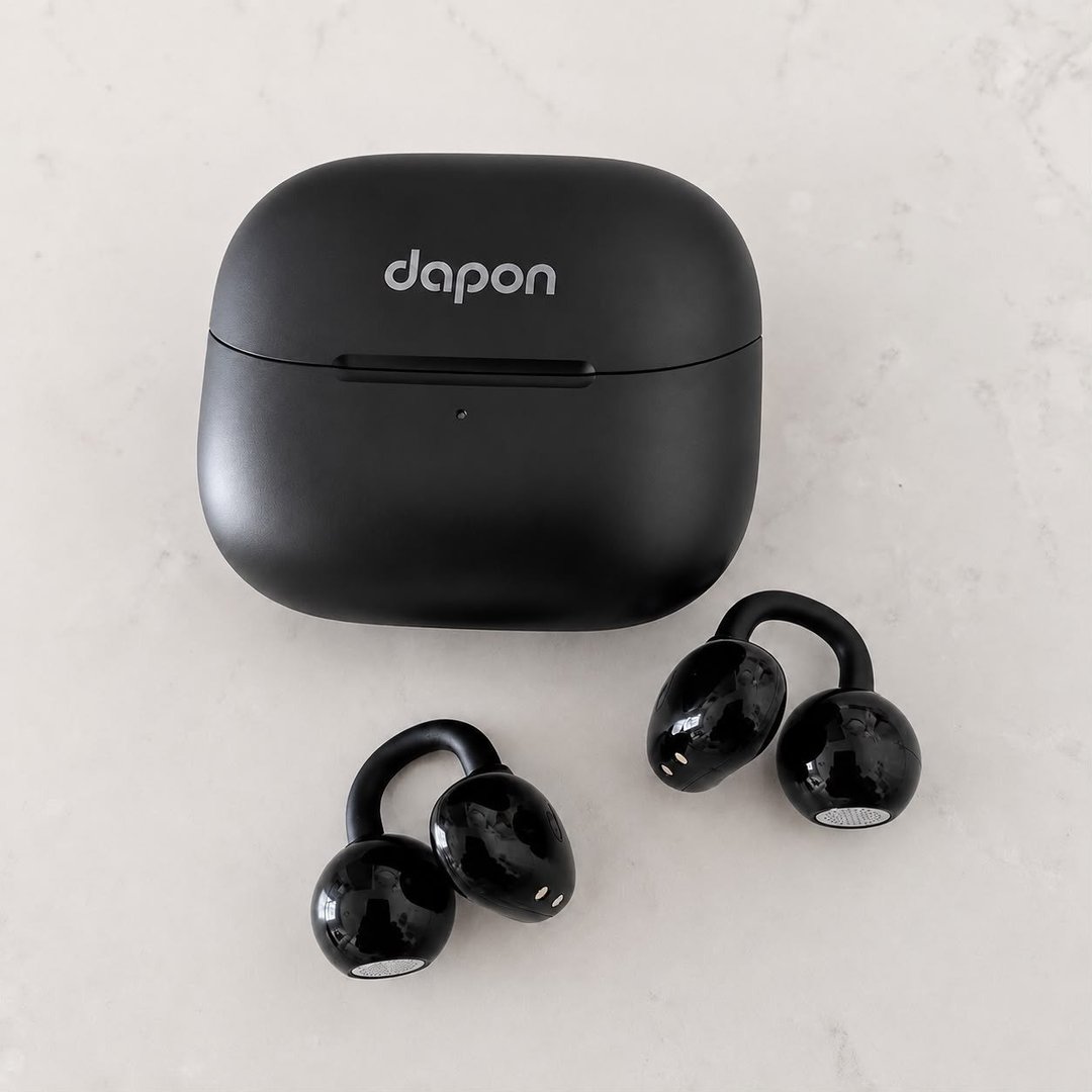 Fone Open Ear Dapon DPF25 Bluetooth 6.0 Sem Fio Com Microfone ENC 6H Tempo de espera de até 200 horas Cor Preto