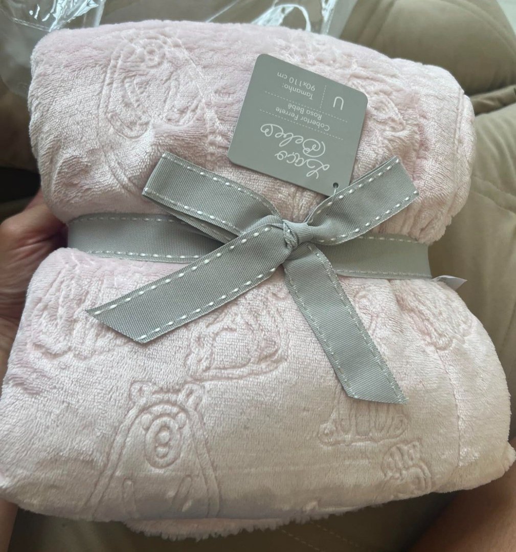 Cobertor Donna Laço Bebê Plush com Sherpa Ferrete - 5 cores