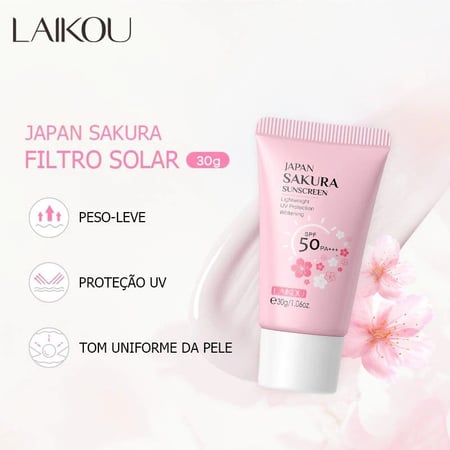 Protetor Solar Branqueador Proteção UV SPF50 PA + Leve E Brilhante Tom De Pele 30g