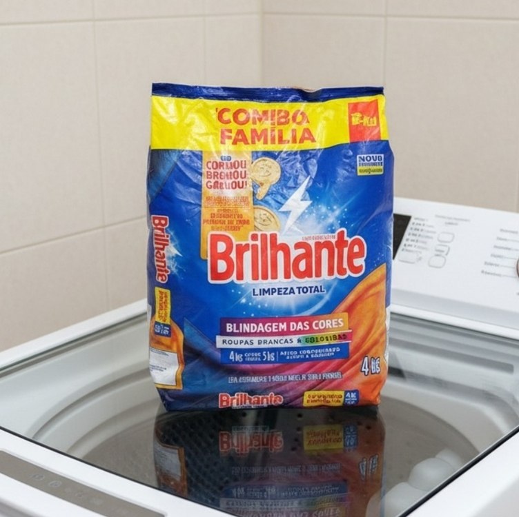 Brilhante Lava-Roupas em Pó Roupas Brancas e Coloridas Limpeza Total Tamanho Família 4 kg