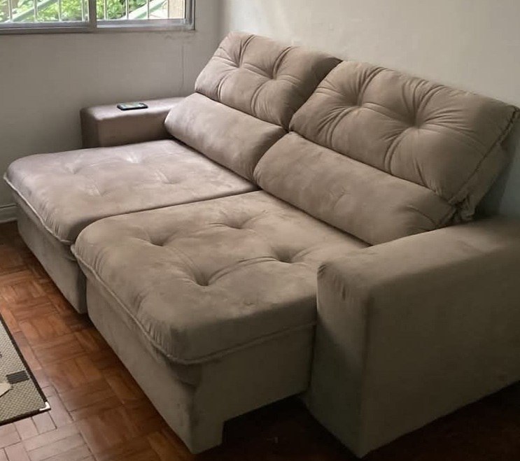Sofá Retrátil Reclinável 4 Lugares 230cm Suede Brunello Linoforte D33 até 120kg p/ Assento...