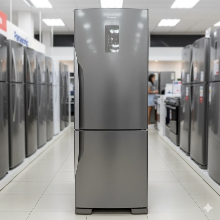 Refrigerador Bottom Freezer Panasonic Inverter de 02 Portas Frost Free com 475 Litros Aço ...