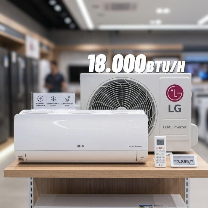 Ar Condicionado Split Hi Wall R32 LG Dual Inverter Voice +AI 18000 BTU/h Frio S3-Q18KL31B – 220 Volts