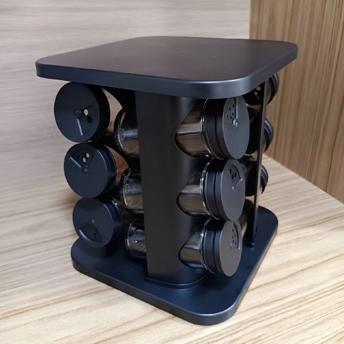 Porta Condimentos Temperos Giratório 12 Potes De Vidro
