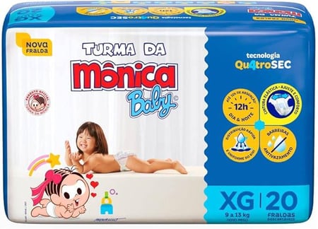 Fralda Turma da Mônica Baby Jumbo XG 20 Unidades