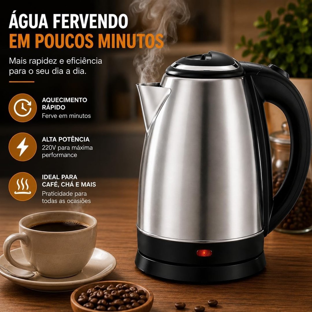 Chaleira Elétrica 1.8 Litros Inox Desligamento Automatico