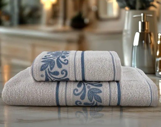 Jogo de Toalhas de Banho Karsten Algodão Láurea Cinza 2 Peças