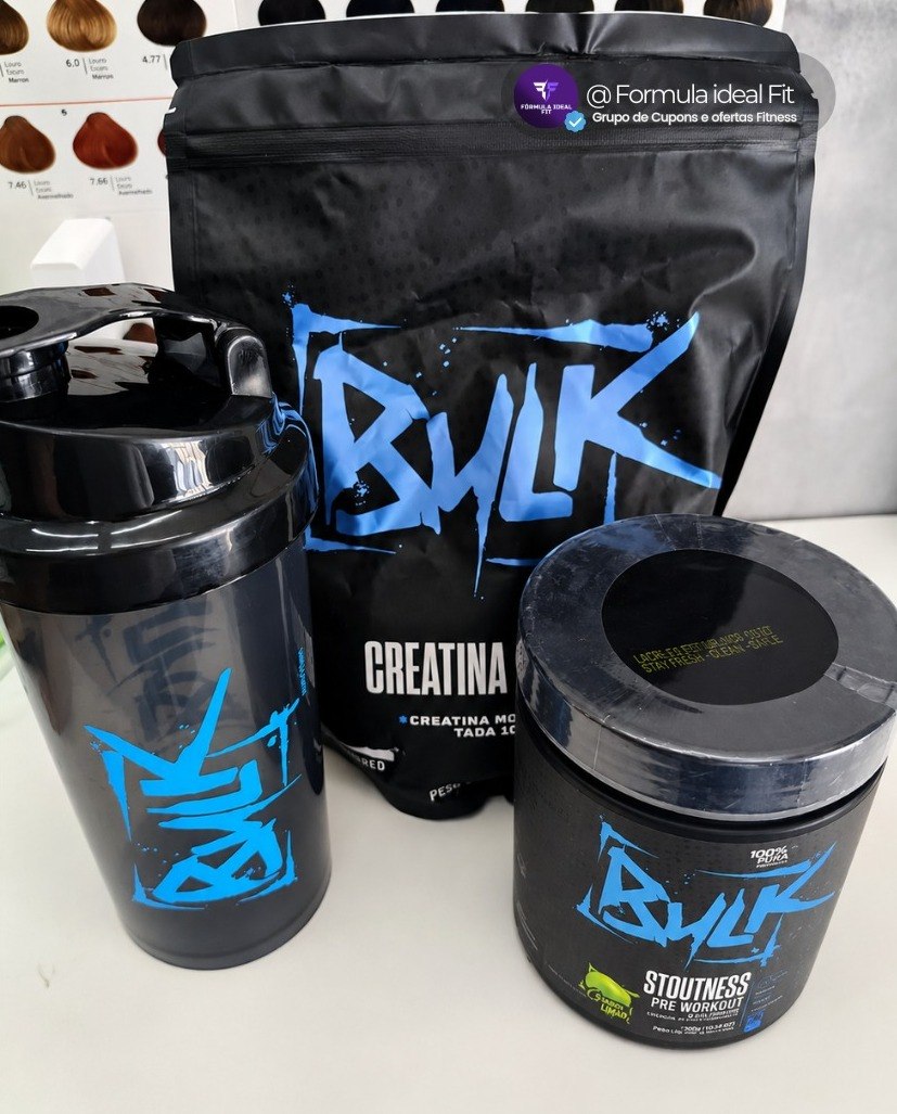 Creatina Pura 500g + Pré Treino 300g + Shaker 600ml