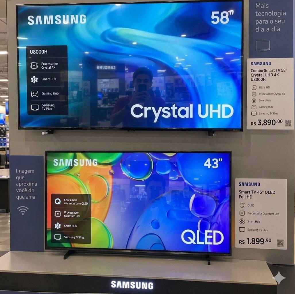 Samsung Combo Smart TV 58" Crystal UHD 4K U8000H + Samsung Smart TV 43" QLED Full HD