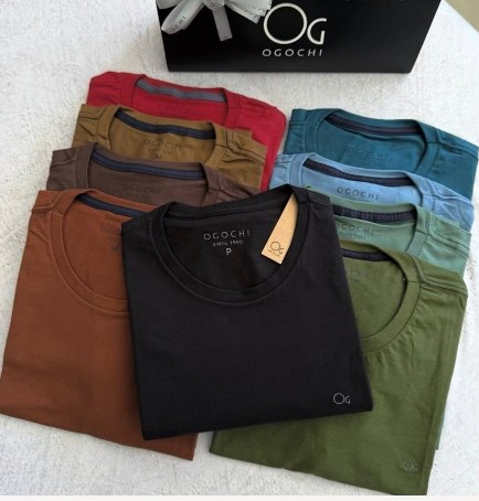 Camiseta Ogochi Básica Algodão Original Lisa Masculina